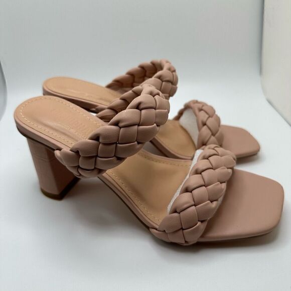 CUSHIONAIRE Technology Women's Iris braided Heel Sandal +Memory Foam 6 BLUSH - Picture 1 of 7